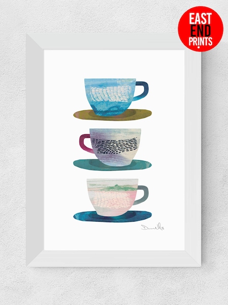 East End Prints White Coffee Cups Framed Art Print (E61540) | £50 - £130