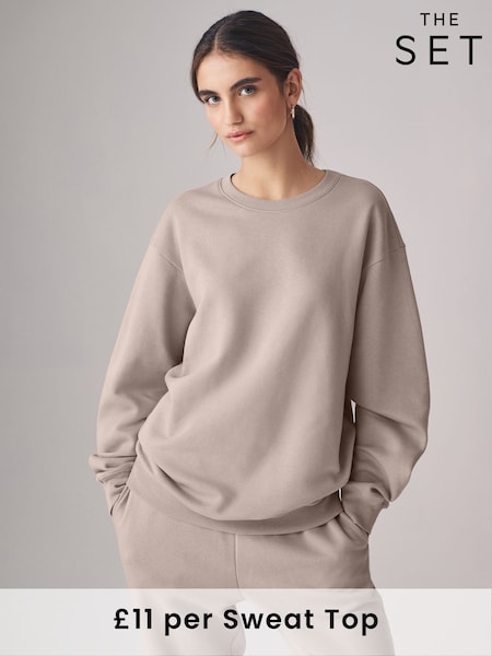 The Set Navy Blue/Taupe Brown/Rose Pink 3 Pack Relaxed Crew Neck Sweatshirt (E61643) | £33
