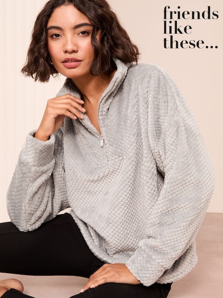 Friends Like These Grey Textured 3/4 Zip Up Fleece (E61662) | £28