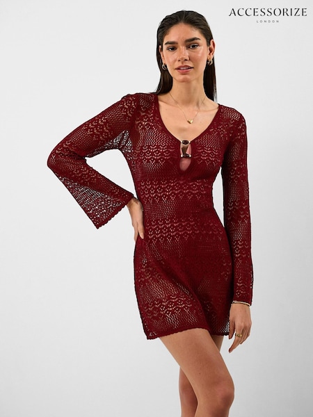Red - Accessorize Knit Mini Beach Dress