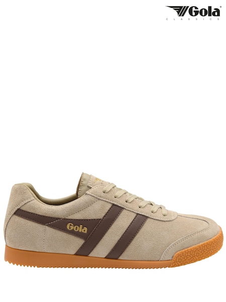 Brown - Regular Gola Harrier Suede Lace-up Trainers
