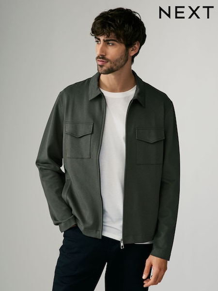 Khaki Green Jersey Shacket (E61779) | £45