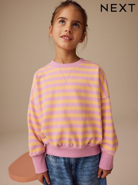 Pink/Yellow Stripe 100% Cotton Sweatshirt (3-16yrs) (E61829) | £13 - £18