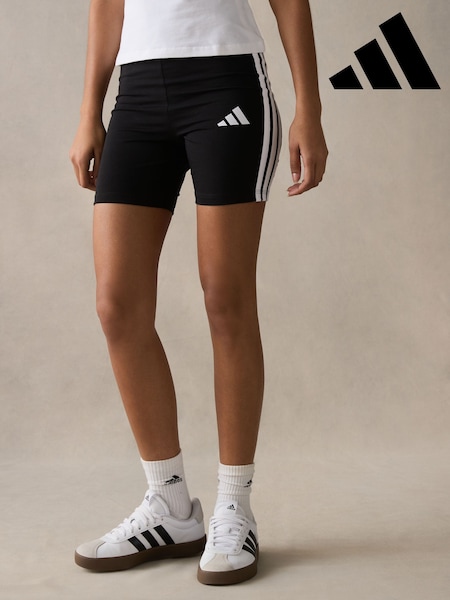 adidas Black 3 Stripe Bike Shorts (E61841) | £20