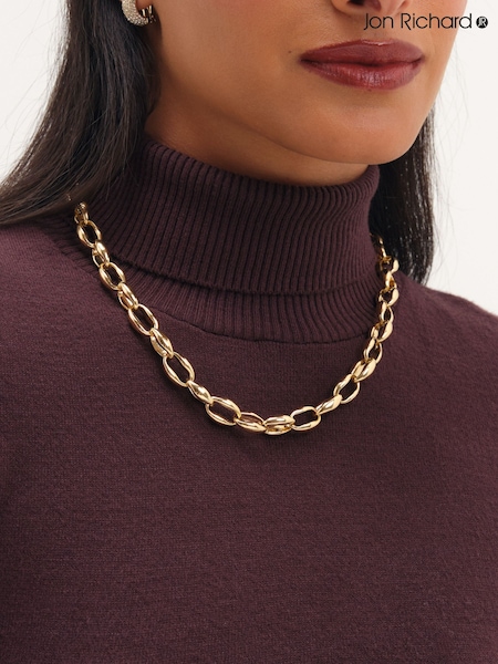Gold - Jon Richard Plated And Oval Link Necklace