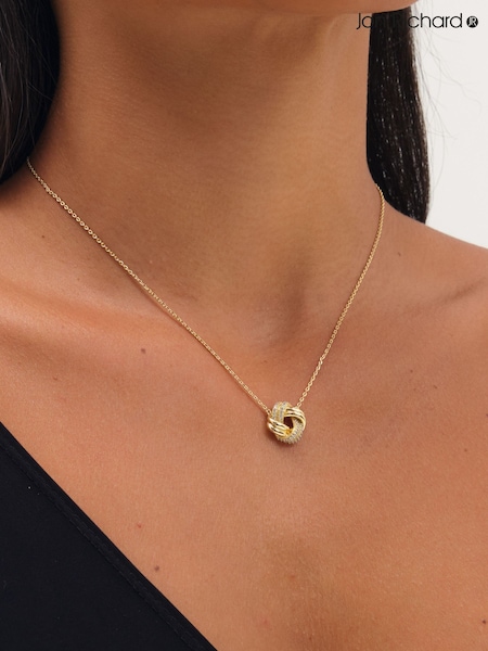 Gold Tone - Jon Richard Polished And Pave Knot Pendant