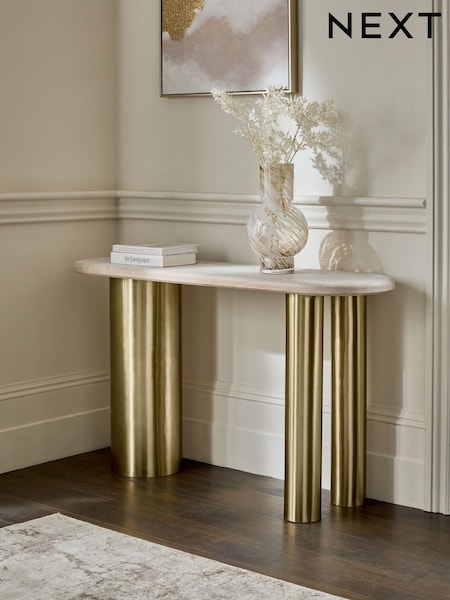 Brass Hollie Soild Mango Wood Console Table (E62271) | £499