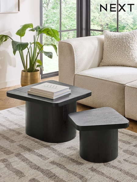 Black Solid Mango Wood Set of 2 Coffee Table (E62274) | £450