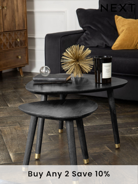 Black Lloyd Mango Wood Nest of 2 Coffee Tables (E62288) | £265