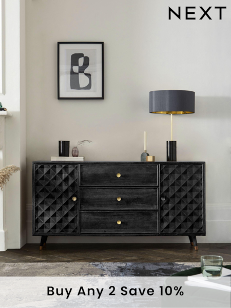 Black Lloyd Mango Wood Large Sideboard (E62289) | £899