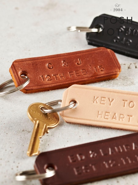 Personalised Genuine Leather Keyring by Posh Totty Designs (E62296) | £14