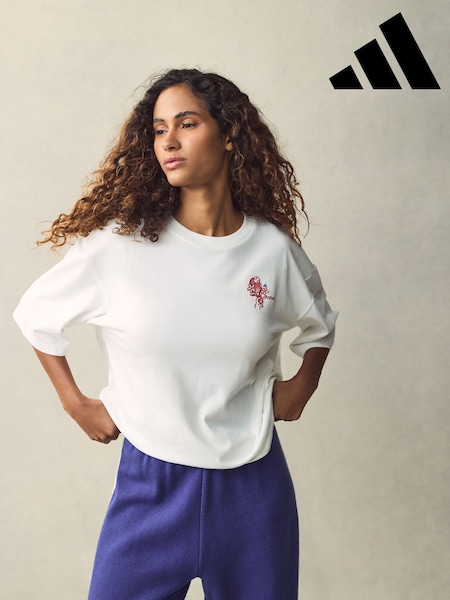 adidas White Graphic Oversized T-Shirt (E62389) | £28