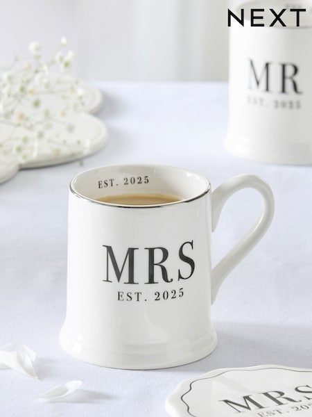 Black/White Est in 2025 Wedding MRS Mug (E62481) | £7
