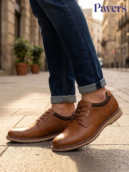 Tan Brown - Regular Pavers Casual Lace Up Shoes