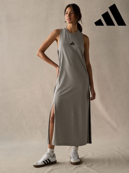 adidas Grey Maxi 3-Stripes Dress (E62803) | £35