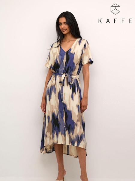Kaffe Beathe Buttons V-Neck Belted Maxi Dress (E62837) | £65
