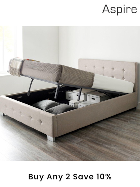 Aspire Furniture Beige Stella End Lift Ottoman Bed Bed (E62916) | £260 - £485