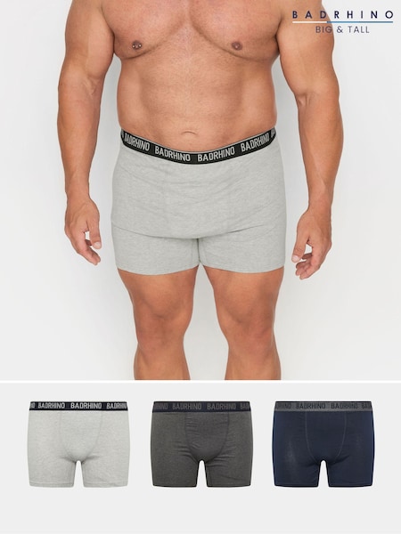 BadRhino Big & Tall Grey Waistband Boxers 3Pack (E63004) | £34