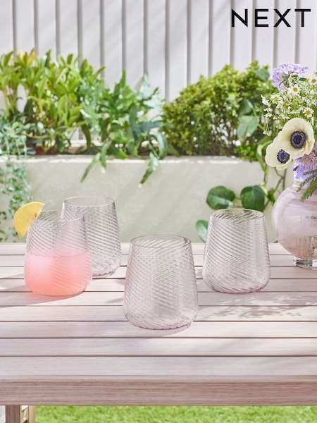 Lilac Purple Sienna Plastic Picnic Set of 4 Tumbler Glasses (E63119) | £16