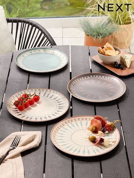 Multi Smart Global Picnic Dinnerware Set of 4 Dinner Plates (E63124) | £20