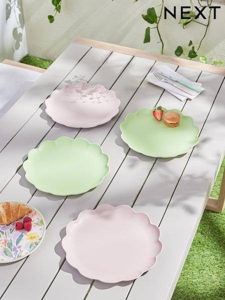 Lilac Purple/Green Floral Picnic Dinnerware Set of 4 Dinner Plates (E63128) | £18