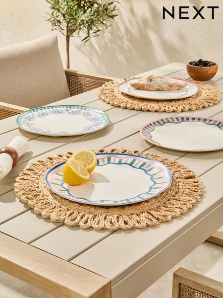Multi Mediterranean Picnic Dinnerware Set of 4 Dinner Plates (E63131) | £20
