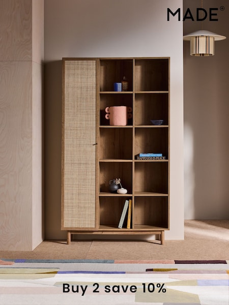 MADE.COM Oak Effect Pavia Rattan Bookcase (E63239) | £449