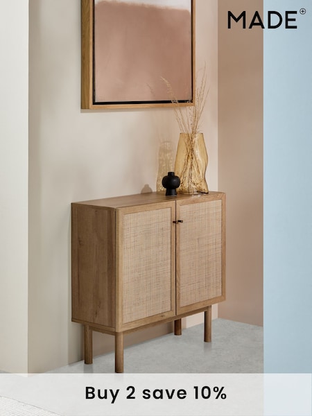 MADE.COM Oak Effect Pavia Rattan Small Sideboard (E63241) | £249