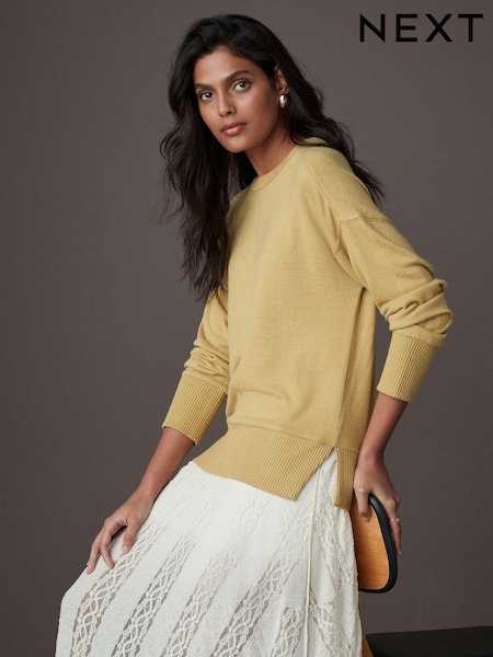 Lime Green Citrus Soft Touch Cosy Seam Crew Neck Jumper (E63345) | £27