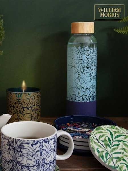 William Morris Blue Brother Rabbit 600ml Glass Water Bottle (E63615) | £22