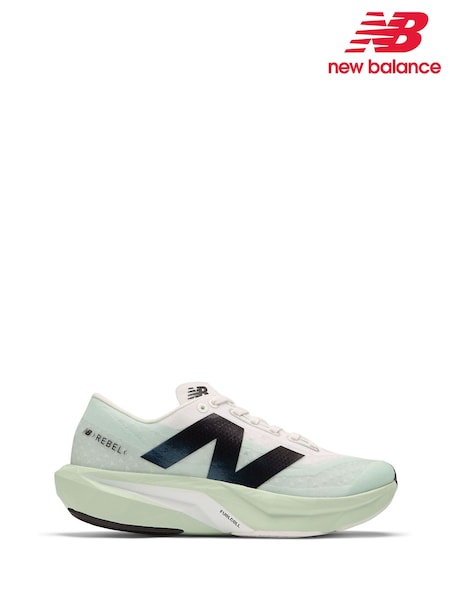 New Balance White/Green Womens Fuelcell Rebel v4 Running Trainers (E63695) | £140