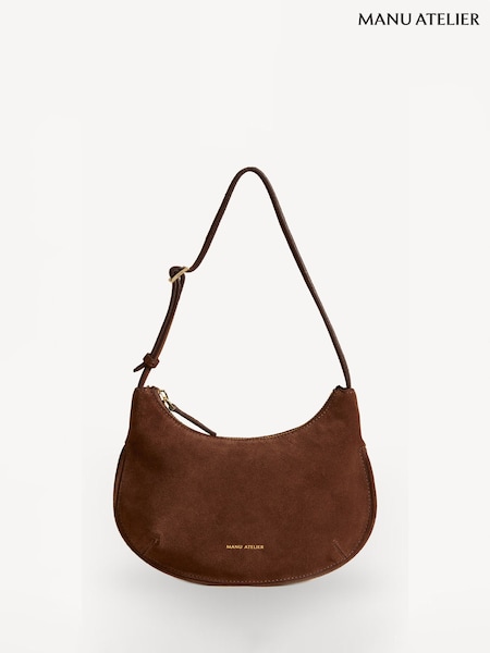 Manu Atelier Chocolate Suede Leather Ilda Bag (E64193) | £370