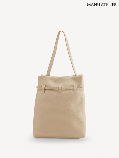 Manu Atelier Vanilla Suede Leather Tote Du Jour Bag (E64194) | £455