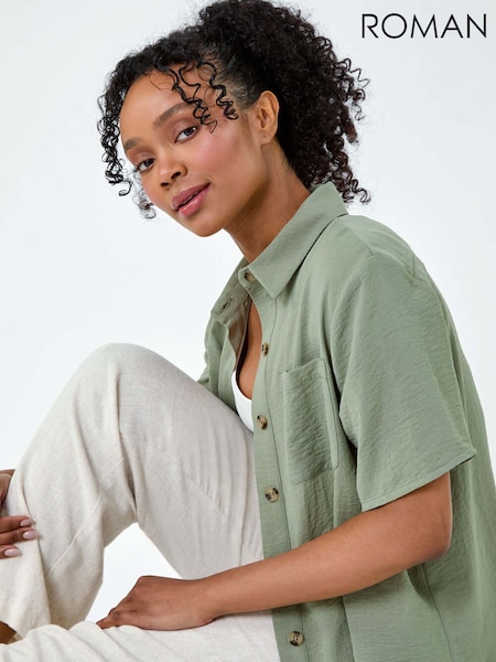 Roman Green Button Up Pocket Shirt (E64217) | £32