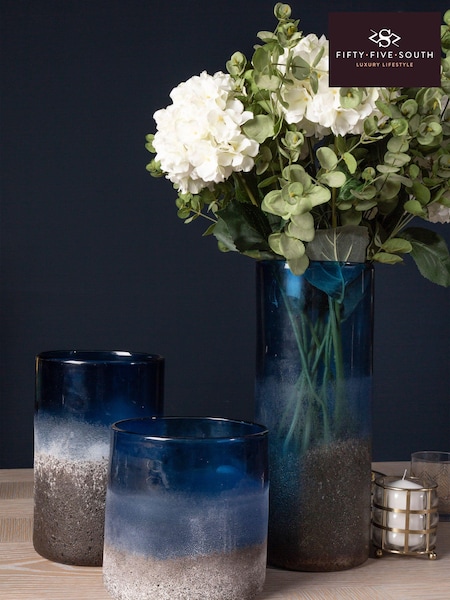 Fifty Five South Blue Chiara Glass Vase with Sand Effect (E64258) | £52 - £65