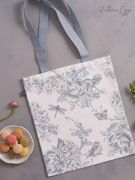 Victoria Eggs Vintage Blues Wildlife in Spring Canvas Bag & Wash 100% Cotton Bag (E64590) | £47