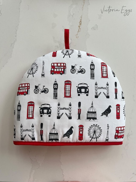 Victoria Eggs Red and Charcoal London Icons Tea Cosy (E64605) | £22