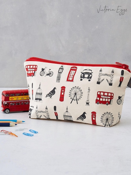 Victoria Eggs Red and Charcoal London Icons Cosmetic Bag A5 100% Cotton Notebooks 2 Pack (E64628) | £27