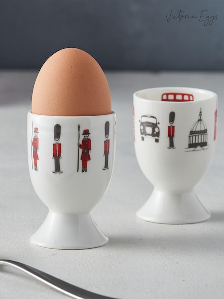 Victoria Eggs Red and Charcoal Soldiers Egg Cup Set Of 4 (E64636) | £42