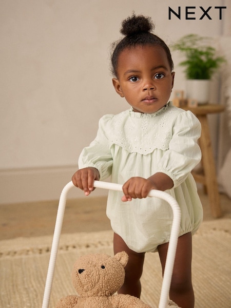Mint Green Embroidered Baby Bloomer Romper with Tights (0mths-2yrs) (E65014) | £18 - £20
