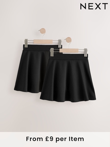 Black Pull On Skort 2 Pack With Jersey Stretch (3-17yrs) (E65039) | £18 - £30