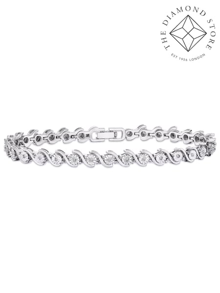 The Diamond Store Silver Tone 0.19ct Diamond And Silver Twist Bracelet (E65289) | £299
