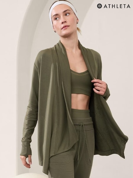 Athleta Green Pranayama Restore Long Wrap Cardigan (E65303) | £80