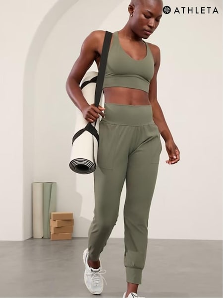 Athleta Green Salutation High Waisted Pocket Yoga Joggers (E65322) | £75