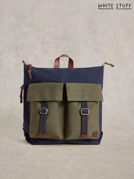 White Stuff Blue Theo Utility Canvas Backpack (E65520) | £79