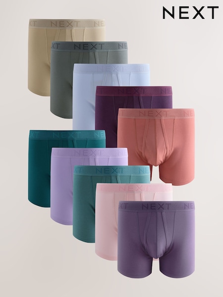 Pink/Purple/Blue/Teal 10 pack A-Front Boxers (E65556) | £48
