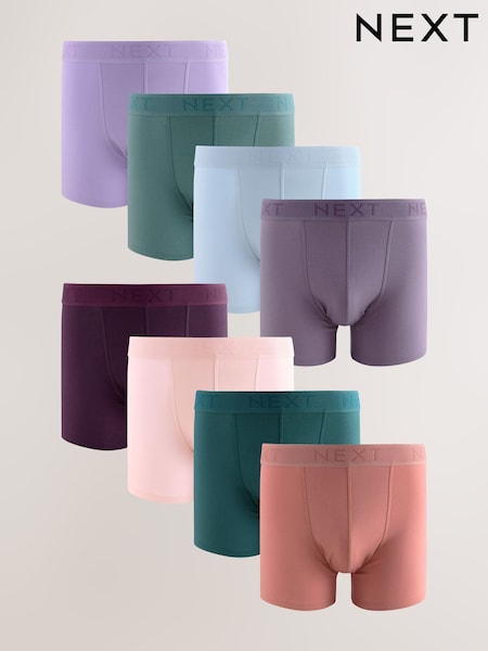 Pink/Blue 8 pack Cotton Rich Trunk Boxers 5 Pack (E65557) | £42