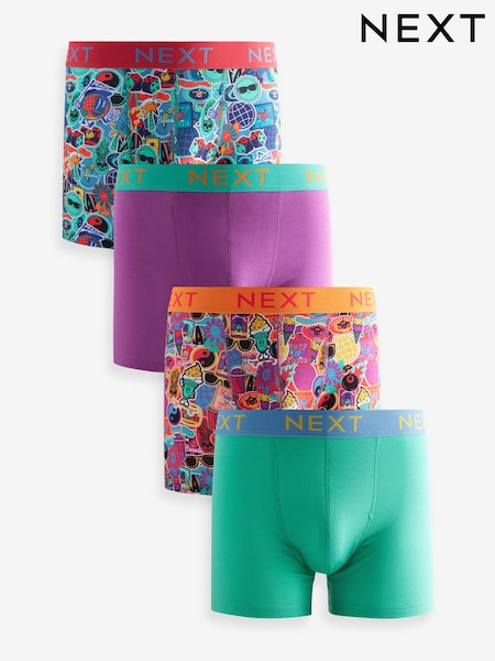 Purple Green Sticker Print 4 pack Rich Trunks Boxers (E65558) | £24