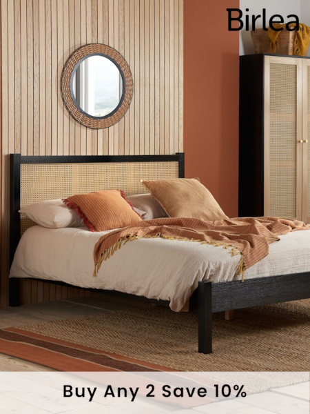 Birlea Black Croxley Wooden Rattan Bed (E65576) | £350 - £380