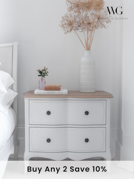 Willis & Gambier White Amelie Wooden 2 Drawer Bedside Table (E65587) | £760